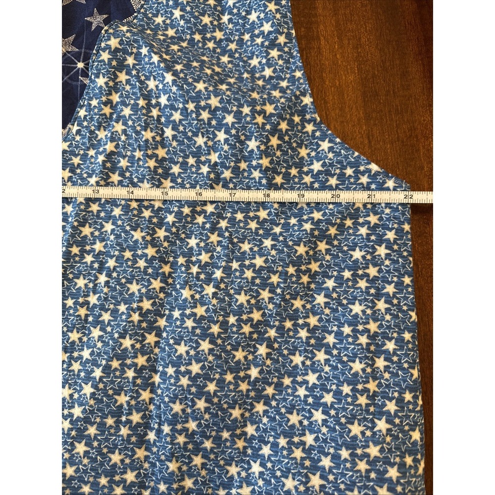 Vintage Handmade Holiday Vest Blue Stars One Size Reversible Cabin Cottagecore - Picture 8 of 11